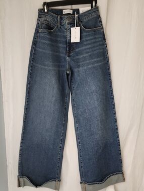 Jessica Simpson Wide Leg Flare Jeans in Medium Blue Wash